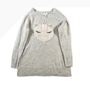 LC Lauren Conrad Womens Gray Graphic Cat Tunic Sweater Size Medium NWT